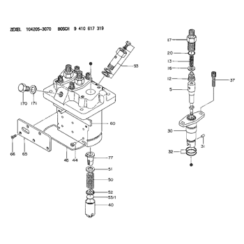 Buy 104205-3070 ZEXEL 9 410 617 319 BOSCH FUEL-INJECTION PUMP ...