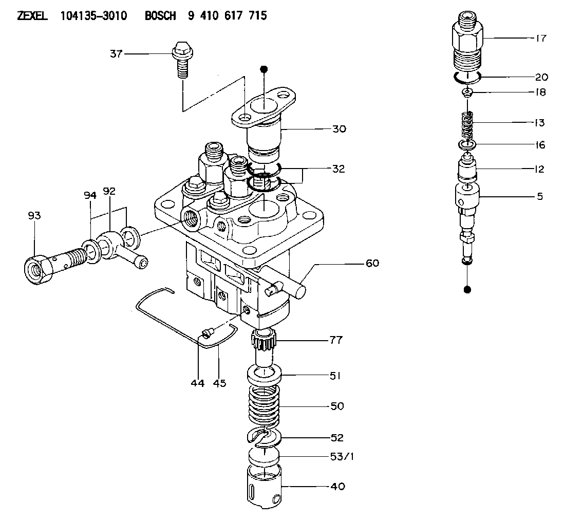 Buy 104135-3010 ZEXEL 9 410 617 715 BOSCH FUEL-INJECTION PUMP ...