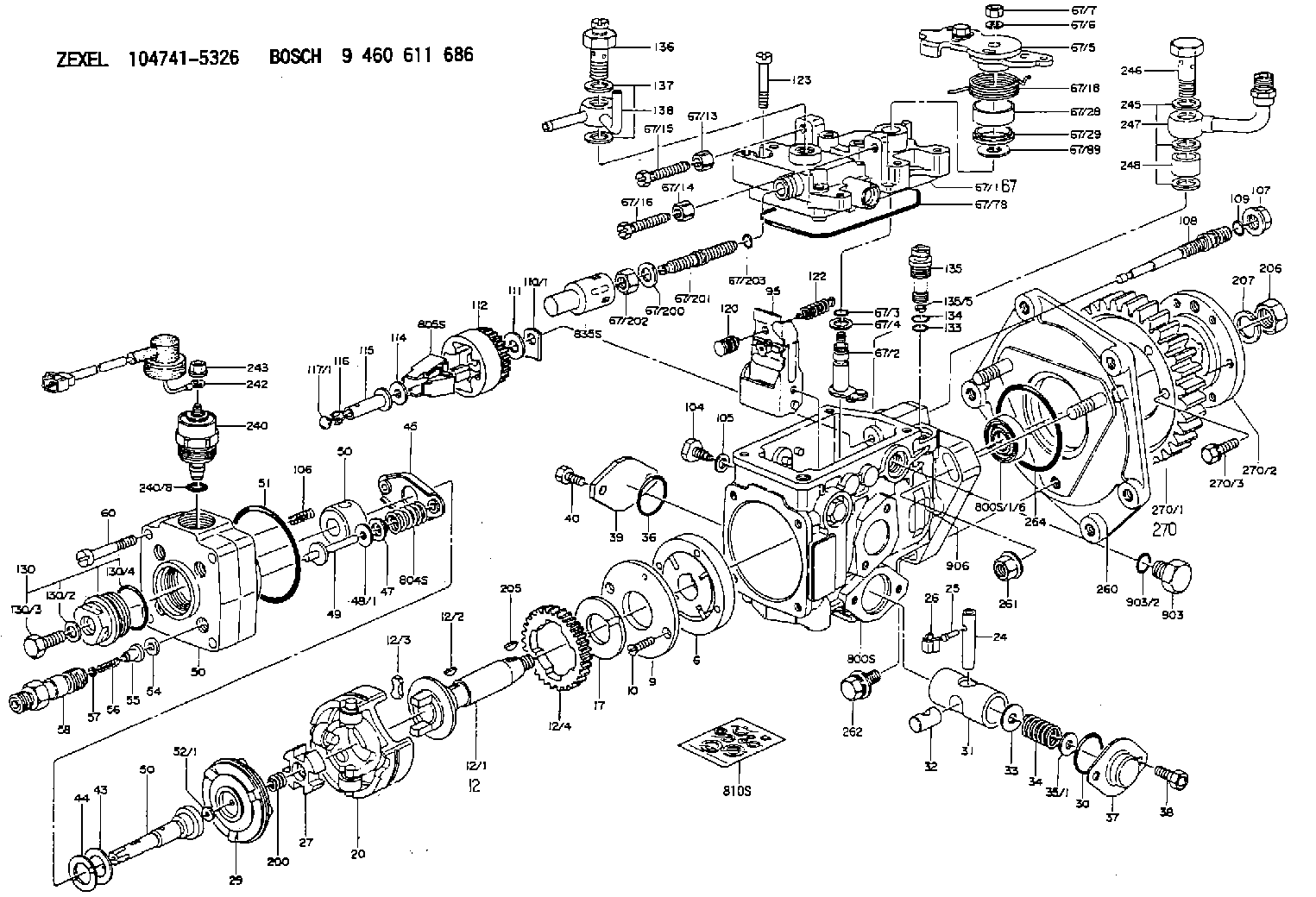 104741-5326 ZEXEL 9 460 611 686 BOSCH INJECTION-PUMP ASSEMBLY ...