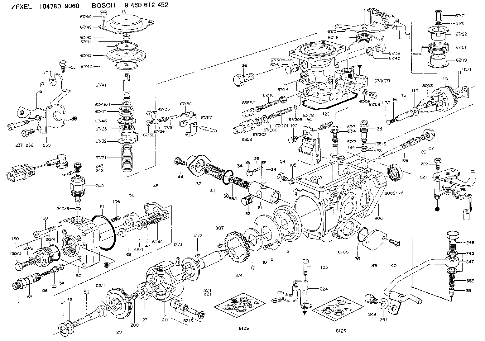104780-9060 ZEXEL 9 460 612 452 BOSCH INJECTION-PUMP ASSEMBLY ...