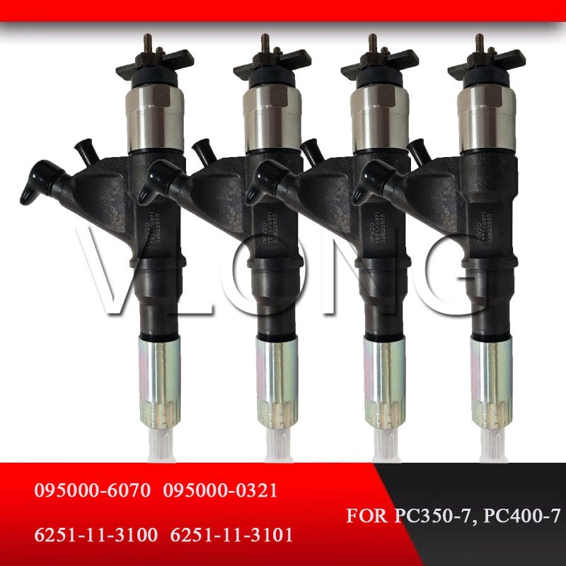 GENUINE AND BRAND NEW COMMON RAIL FUEL INJECTOR 095000-0321 095000-6070 6251-11-3100 6251-11-3101 FOR PC350-7, PC400-7 ENGINE